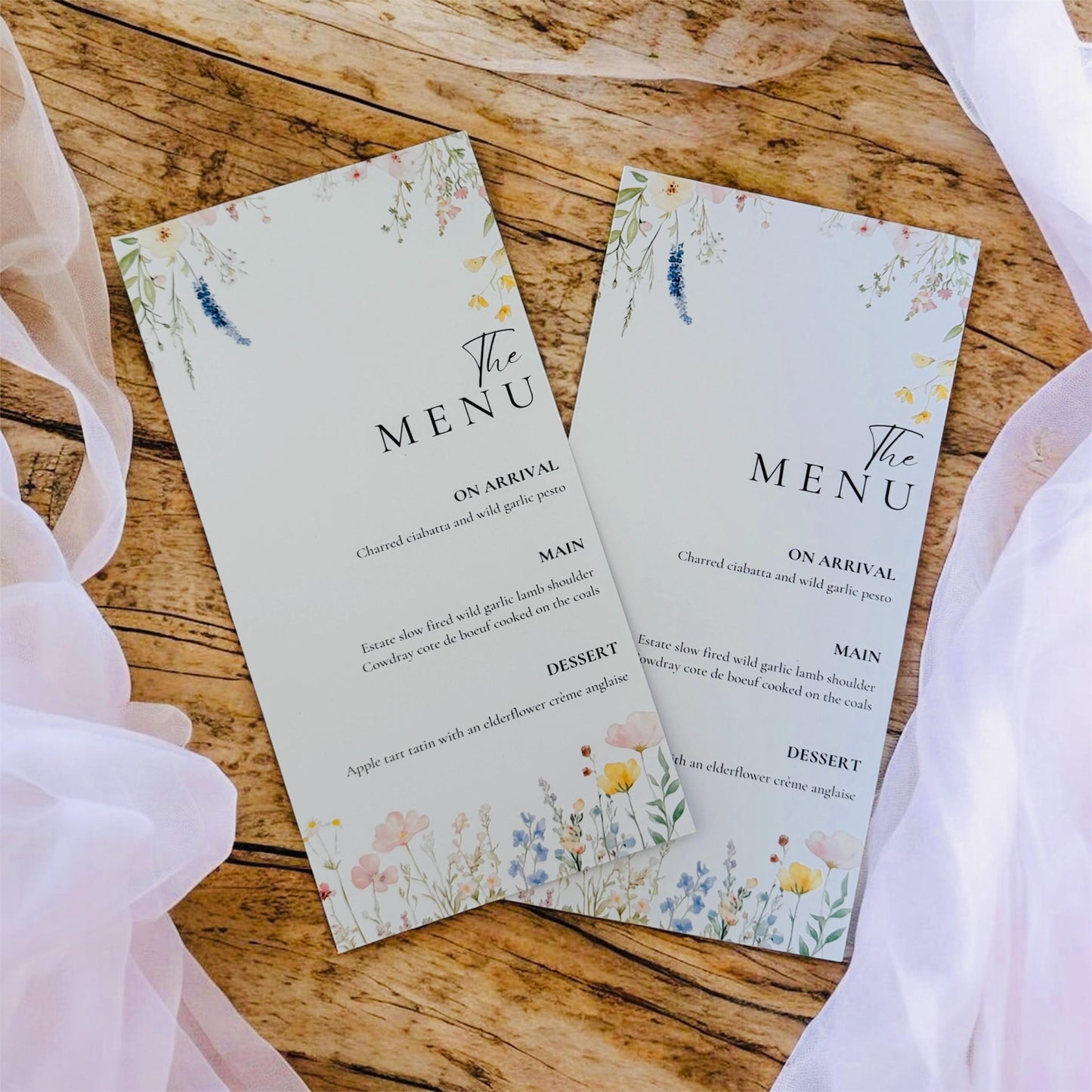 Spring Wedding Menu Cards, Wedding Menu, Flower Wedding Menu, Wildflower Wedding