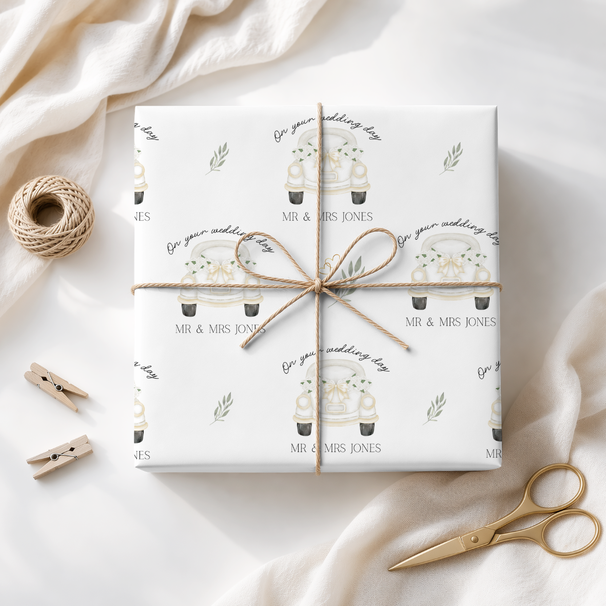 Personalised Wedding Day Wrapping Paper, Custom Gift Wrap