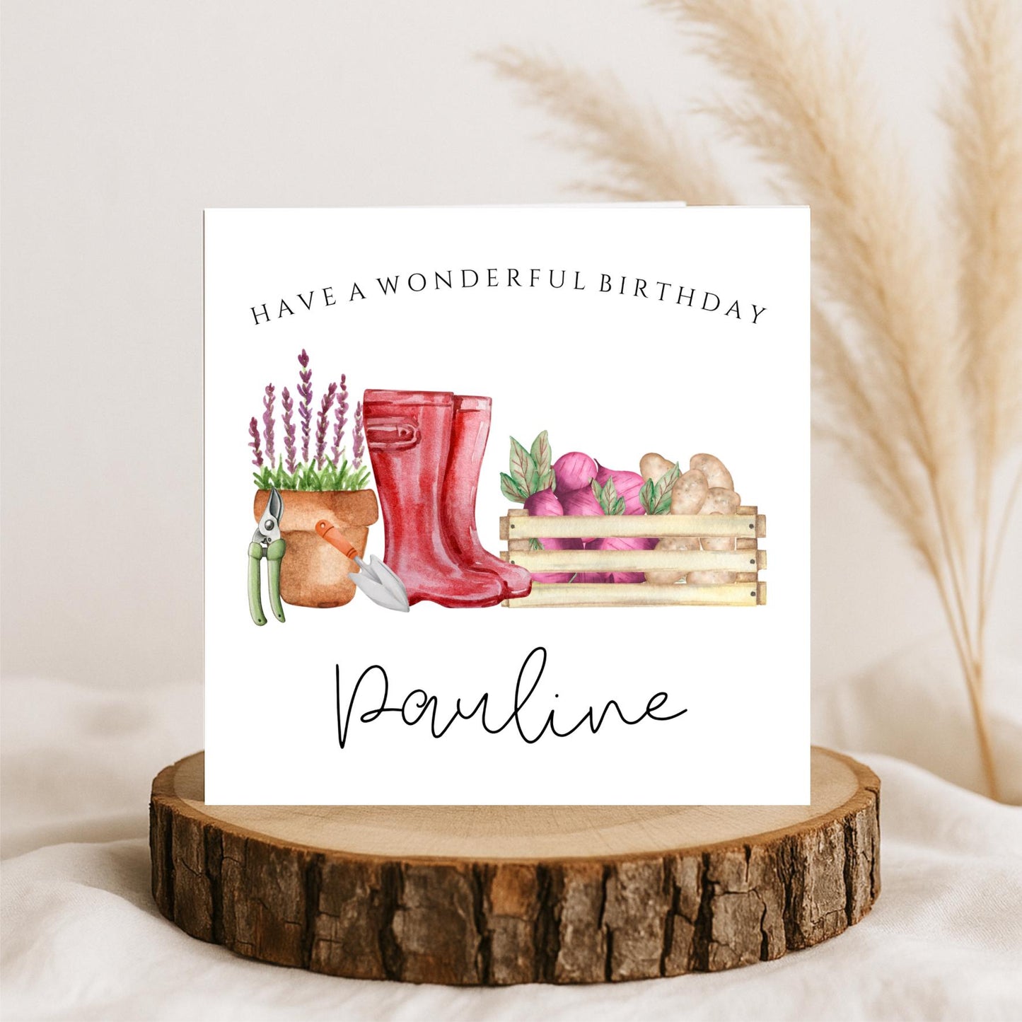Personalised Gardening Theme Birthday Card, Custom Birthday Card