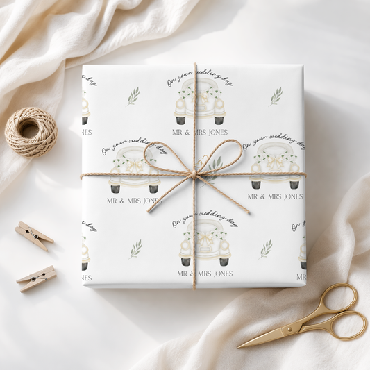 Personalised Wedding Day Wrapping Paper, Custom Gift Wrap
