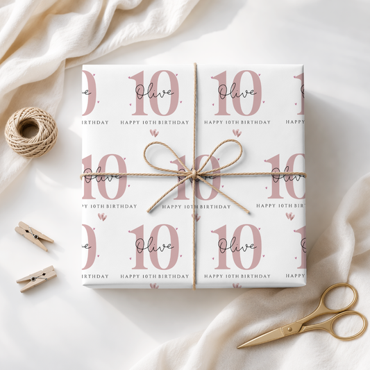 Personalised Girls 10th Birthday Wrapping Paper (Copy)