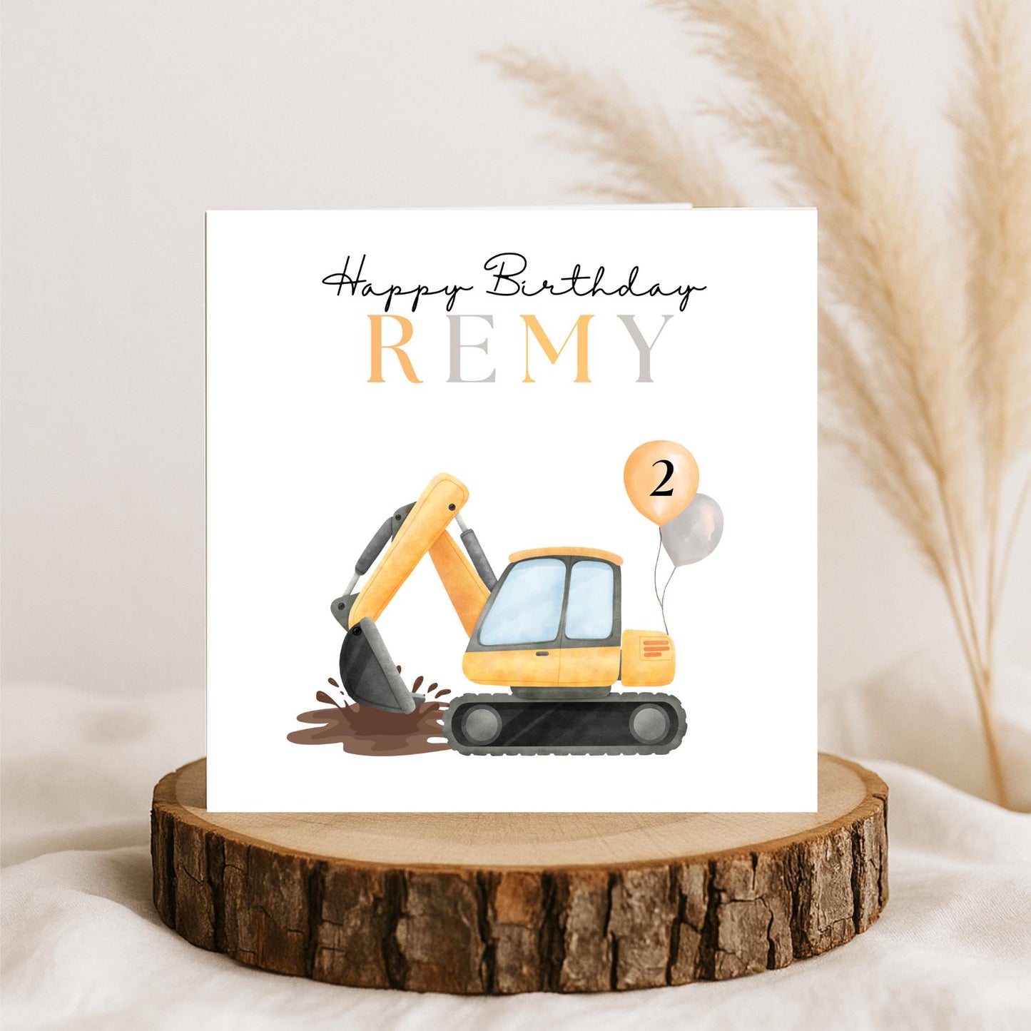 Digger Birthday Card, Number Birthday Card, Truck Birthday Card