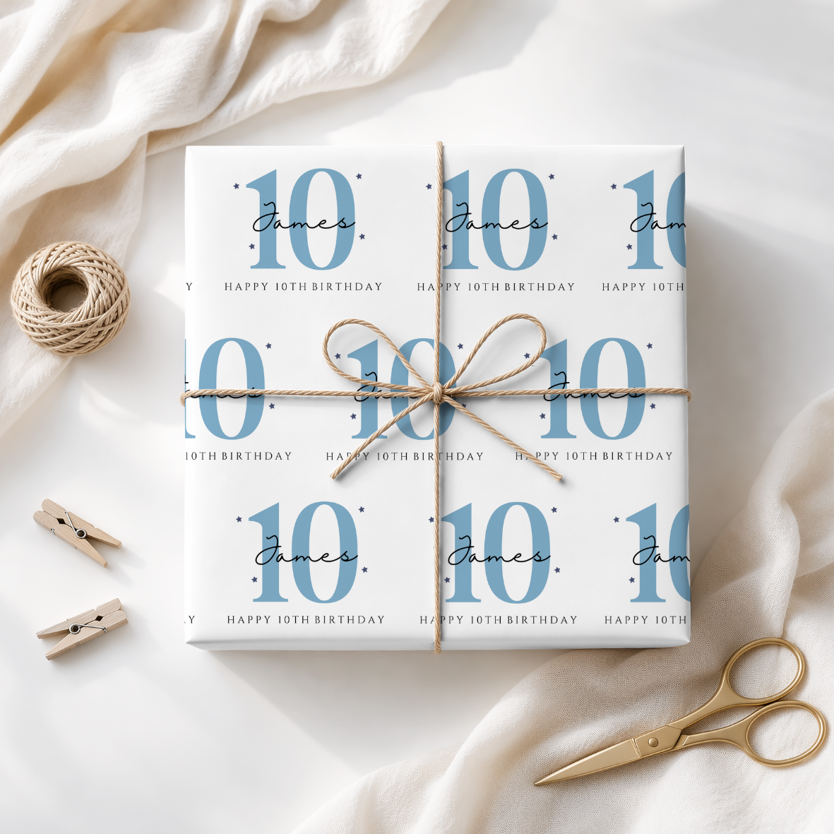 Personalised Boys 10th Birthday Wrapping Paper