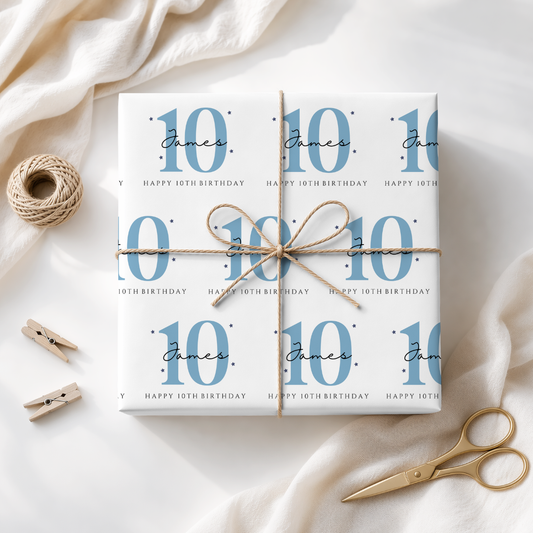 Personalised Boys 10th Birthday Wrapping Paper