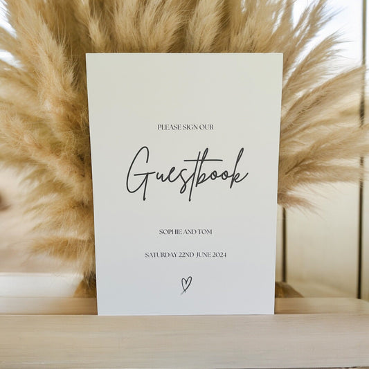 Minimalist Wedding Guest Book Sign, Wedding Sign, Personalised Wedding Guest Book