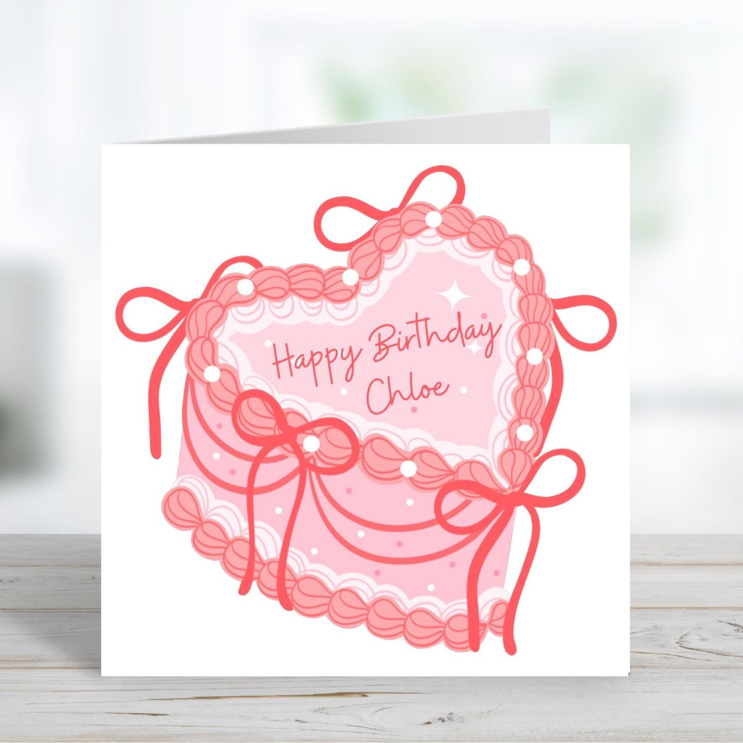 Personalised Bento Cake Card, Name Birthday Card