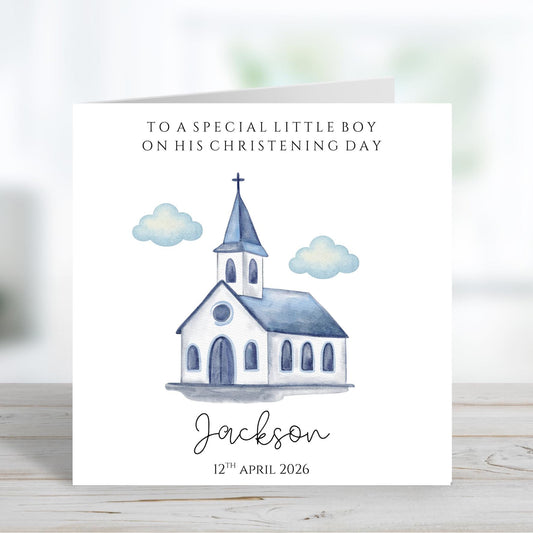Personalised Boys Christening Card, Baptism Card