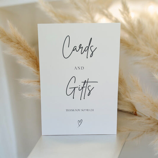 Minimalist Wedding Cards and Gifts Sign, Wedding Sign, Personalised Wedding Gifts Sign