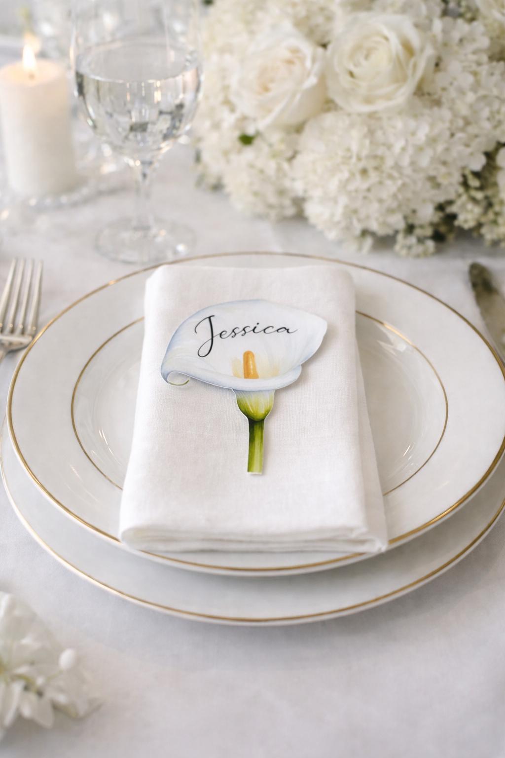 Calla Lily Wedding Place Cards, Wedding Name Cards, Wedding Table Names, Wedding Favours