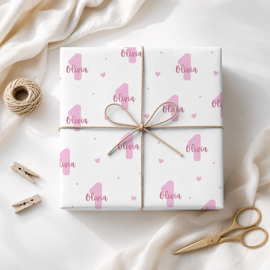 Personalised Girls 1st Birthday Wrapping Paper