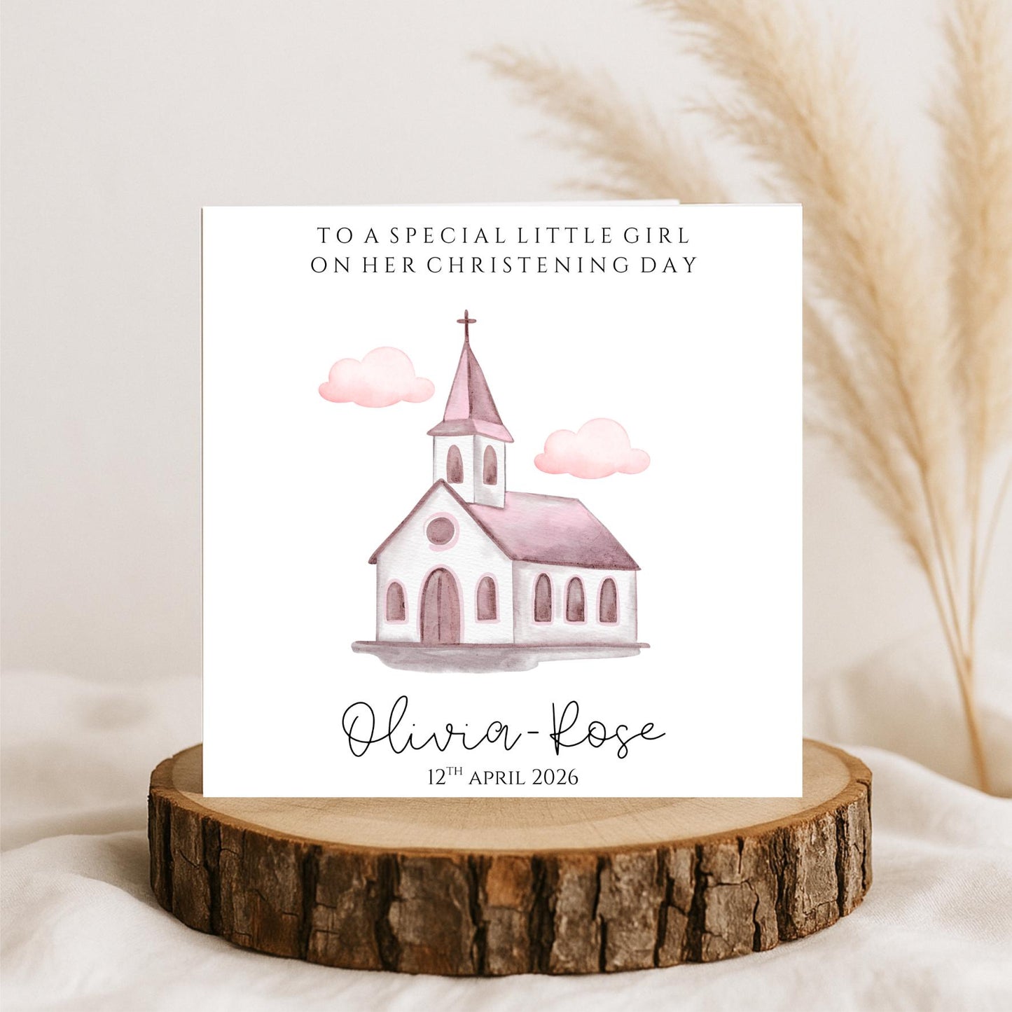 Personalised Girls Christening Card, Baptism Card