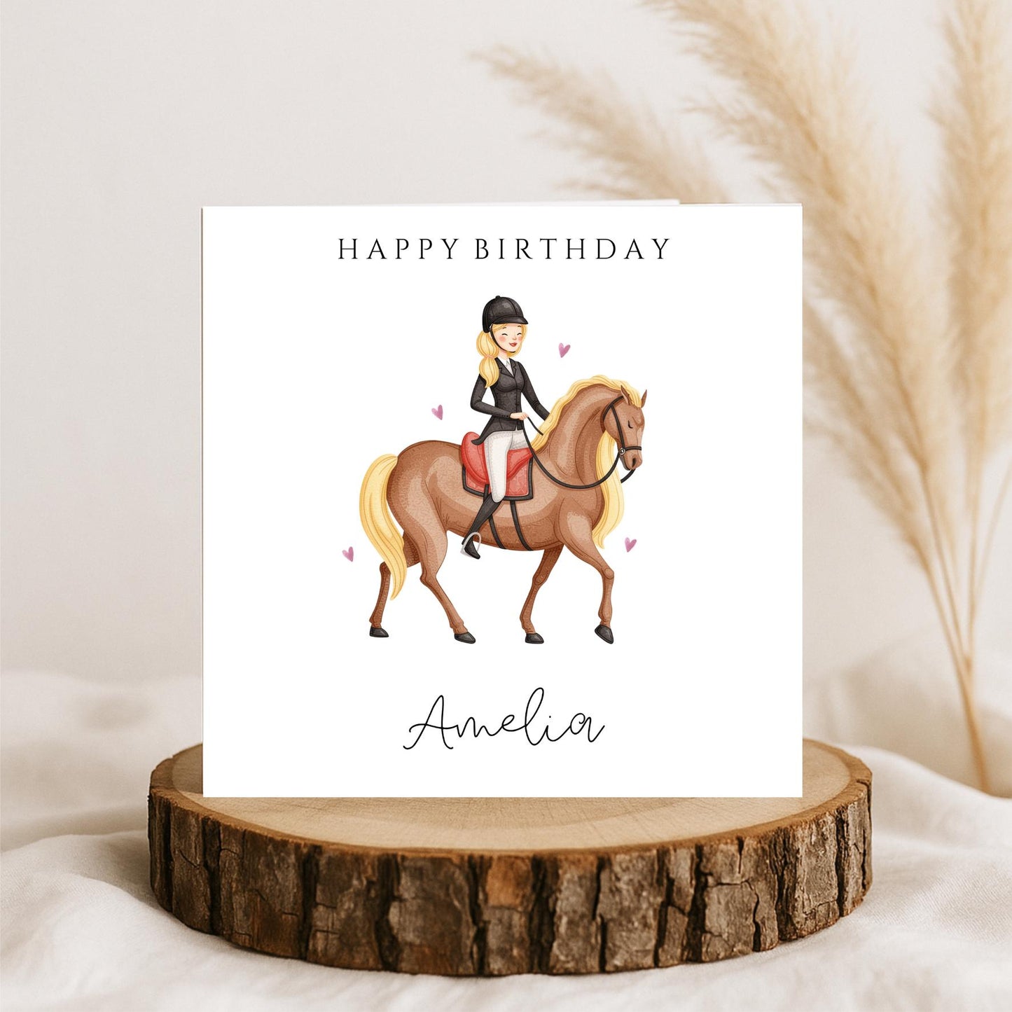 Girls Horse Birthday Card, Girls Personalised Name Card, Horse Rider Card