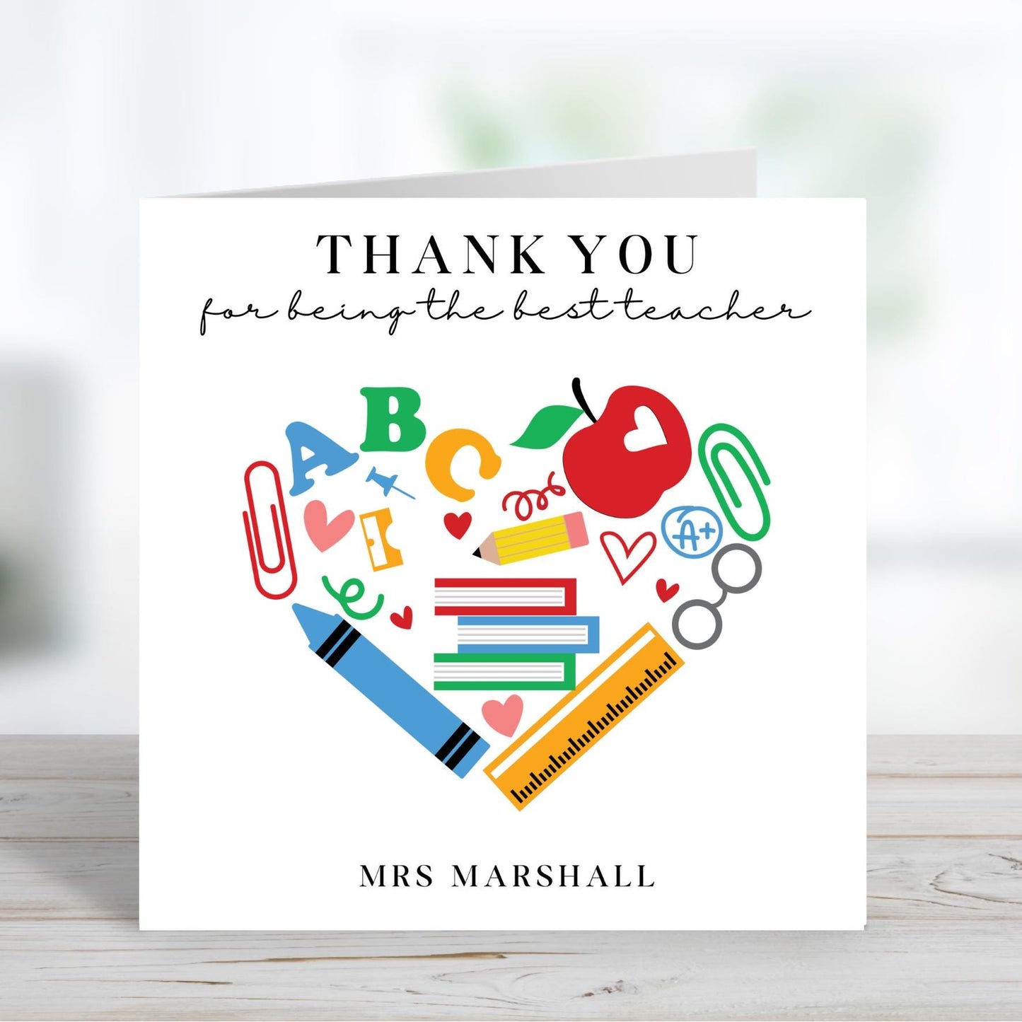 Best Teacher Card, Thank you Teacher, Personalised Cards