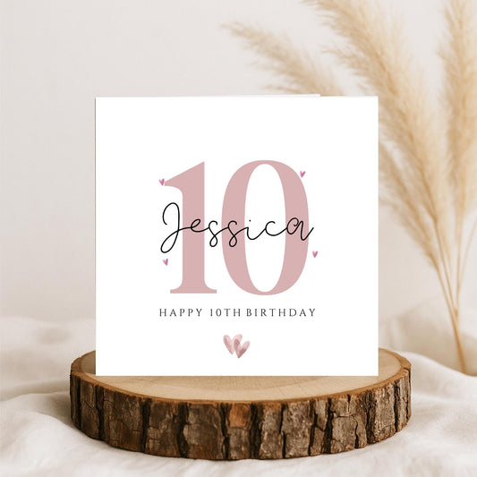 10th Birthday Card, Girls Name Birthday Card