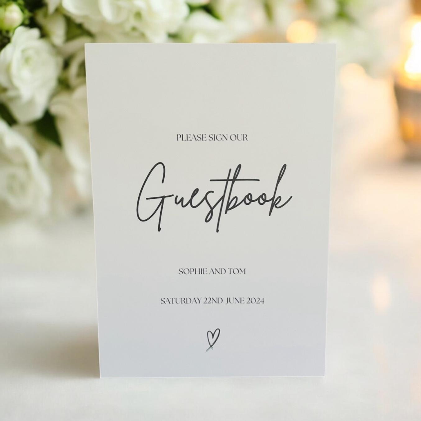 Minimalist Wedding Guest Book Sign, Wedding Sign, Personalised Wedding Guest Book