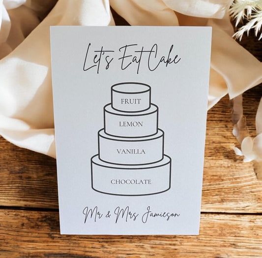 Wedding Cake Sign, Wedding Cake Flavour Menu, Wedding Cake Sign Flavours