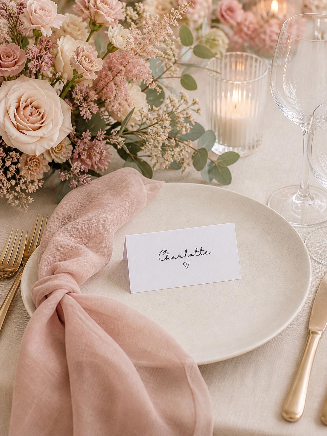 Minimalist Heart Wedding Place Cards, Wedding Name Cards, Wedding Table Names, Wedding Favours