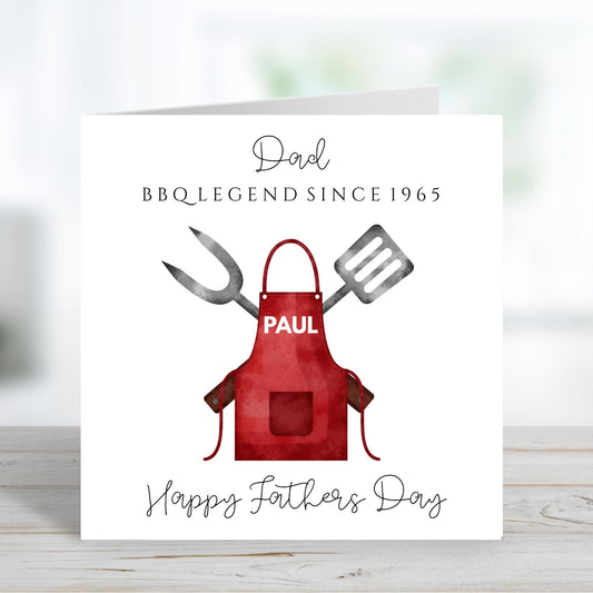 BBQ Legend Fathers Day Card, Custom Name Fathers Day Card