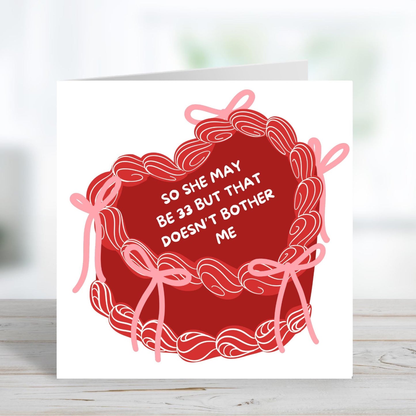 33rdBirthday Card, Lyric Birthday Card, Cake Card