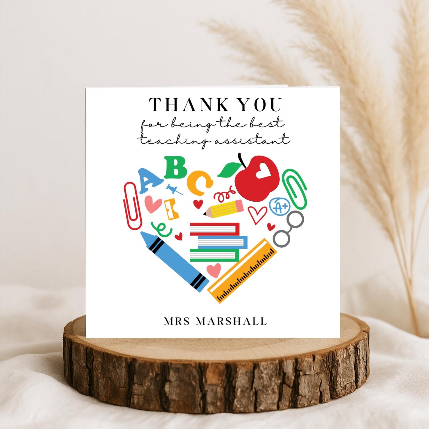 Best Teaching Assistant Card, Thank you Teacher, Personalised Cards