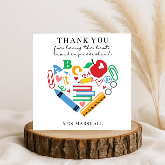 Best Teaching Assistant Card, Thank you Teacher, Personalised Cards
