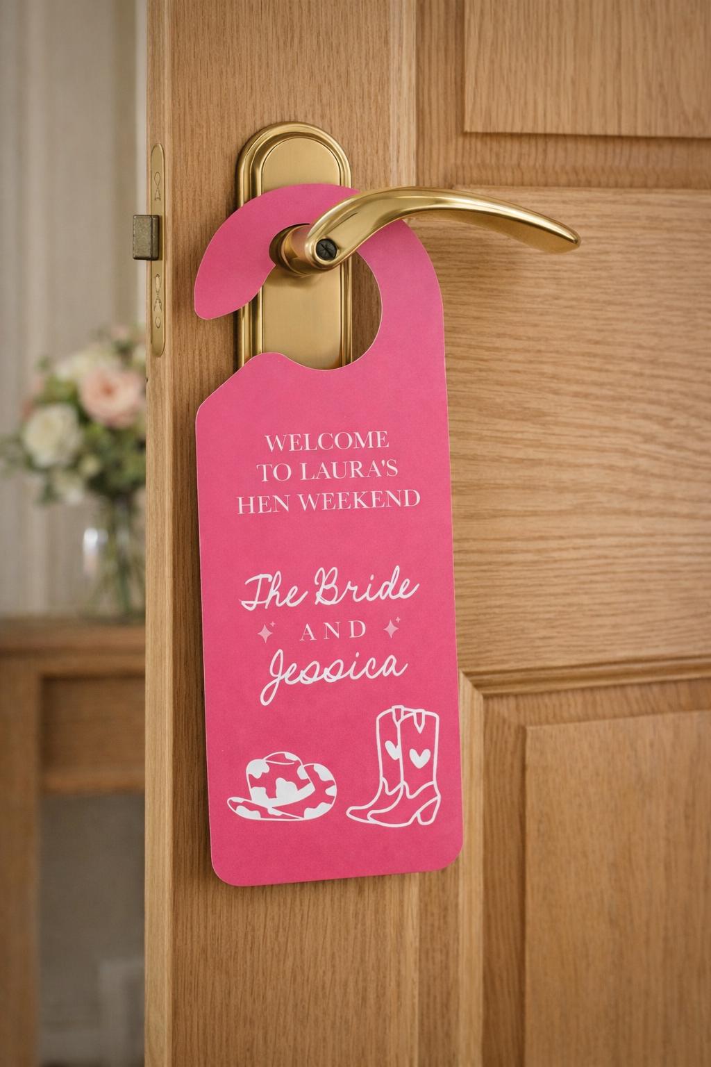 Personalised Wedding Hen Party Room Reserved Door Hanger