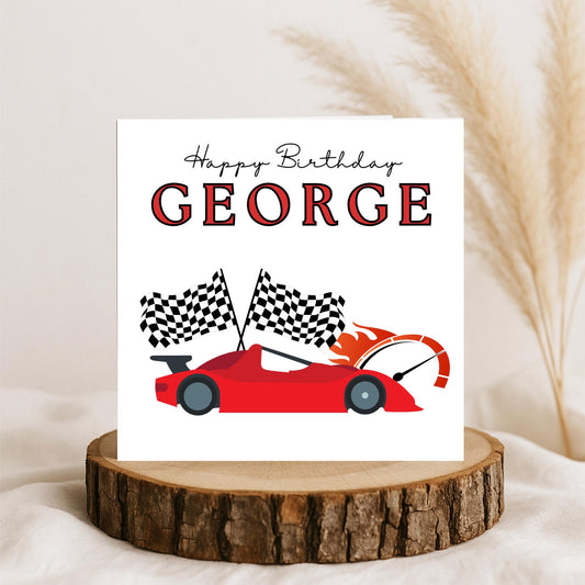 Race Car Birthday Card, Car Card, Racing Greeting Card
