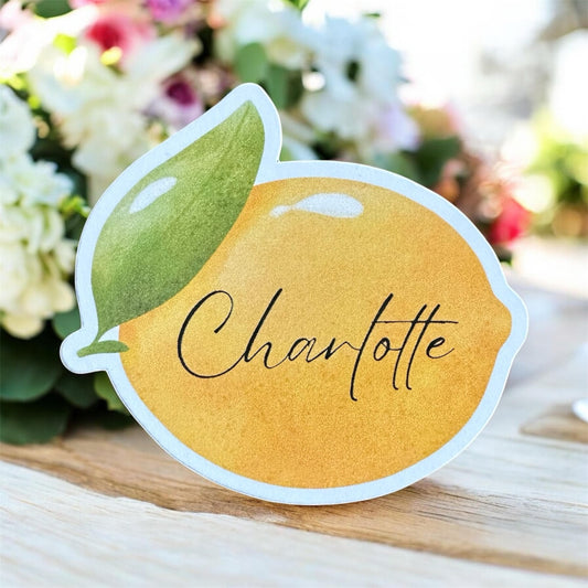 Lemon Wedding Place Cards, Wedding Name Cards, Wedding Table Names, Wedding Favours, Lemon Wedding Theme