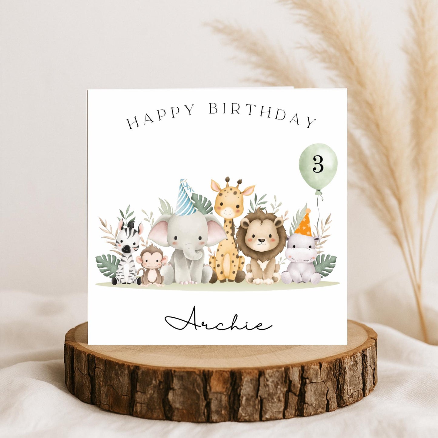 Safari Animal Card , Personalised Birthday Card