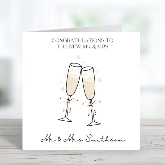 Personalised Wedding Card, Wedding Day Card, Champagne Card