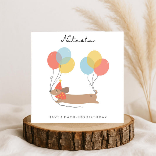 Dachshund Birthday Card, Sausage Dog Birthday Card, Personalised Card