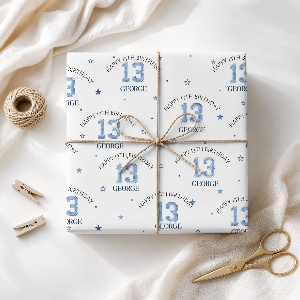Personalised Boys 13th Wrapping Paper, Custom Gift Wrap (Copy)