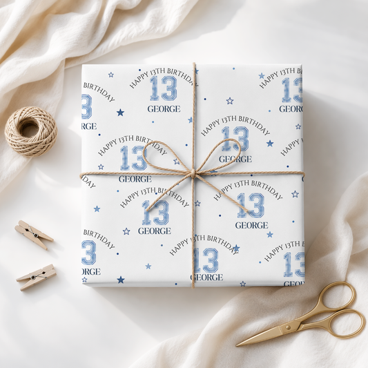Personalised Boys 13th Wrapping Paper, Custom Gift Wrap (Copy)