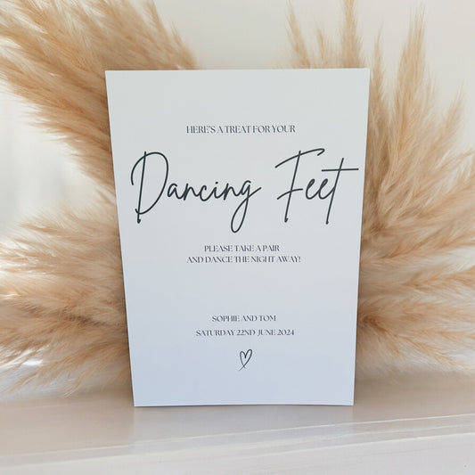 Minimalist Wedding Flip Flop Sign, Wedding Sign, Personalised Wedding Dancing Feet Sign