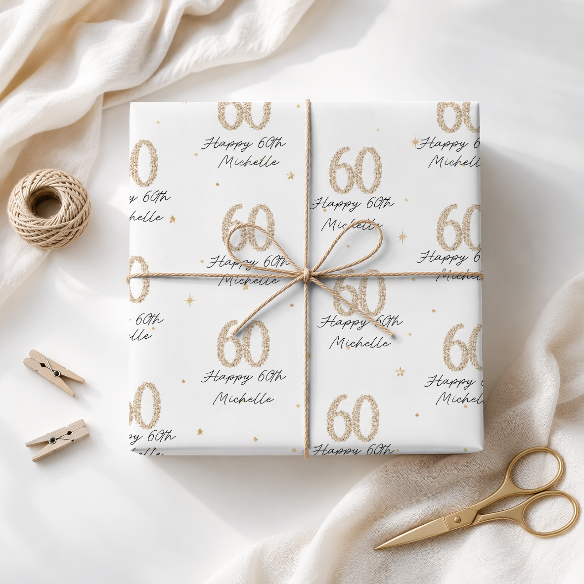 Personalised 60th Birthday Wrapping Paper, Custom Gift Wrap
