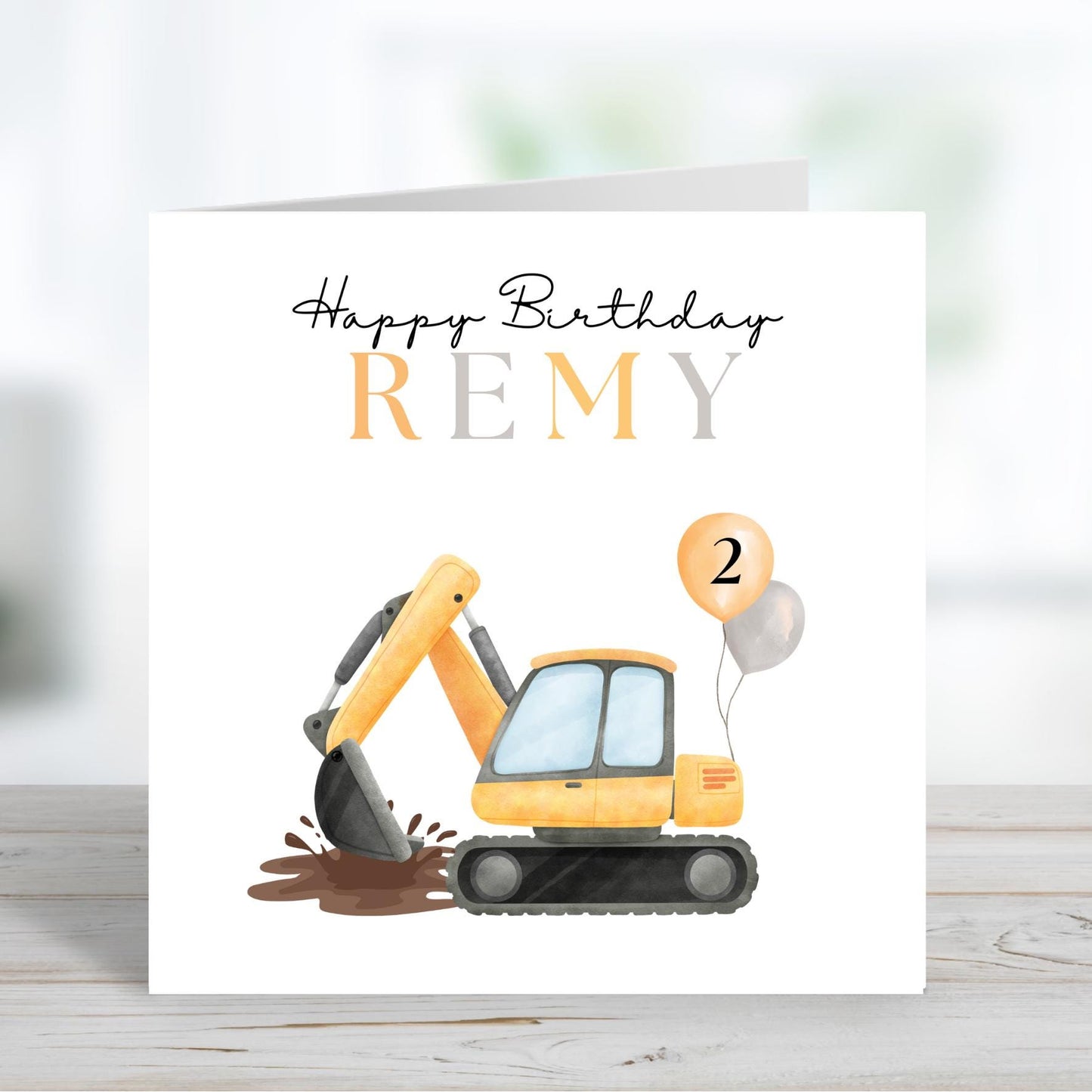 Digger Birthday Card, Number Birthday Card, Truck Birthday Card