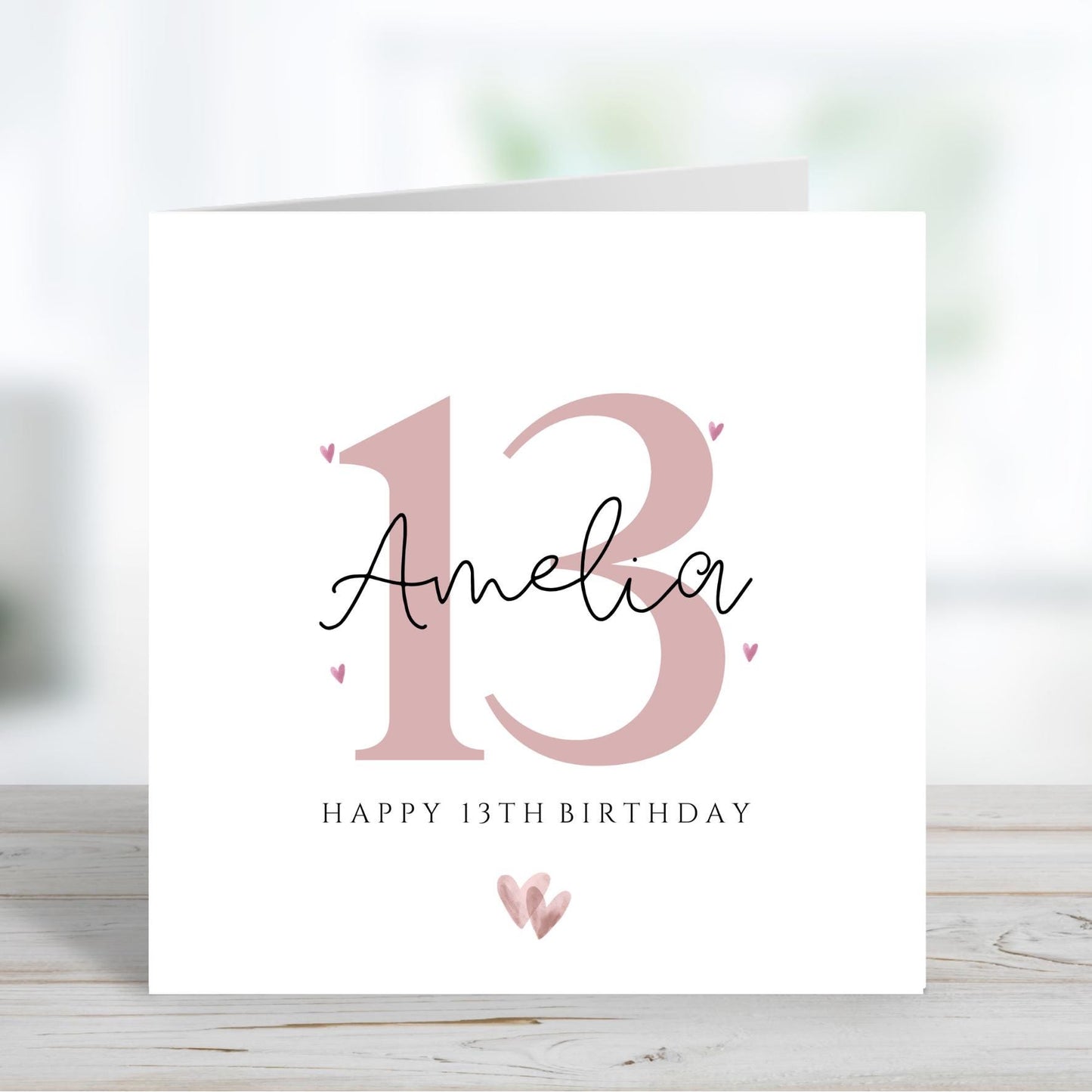 13th Birthday Card, Girls Personalised Name Card, Teenager Birthday Card