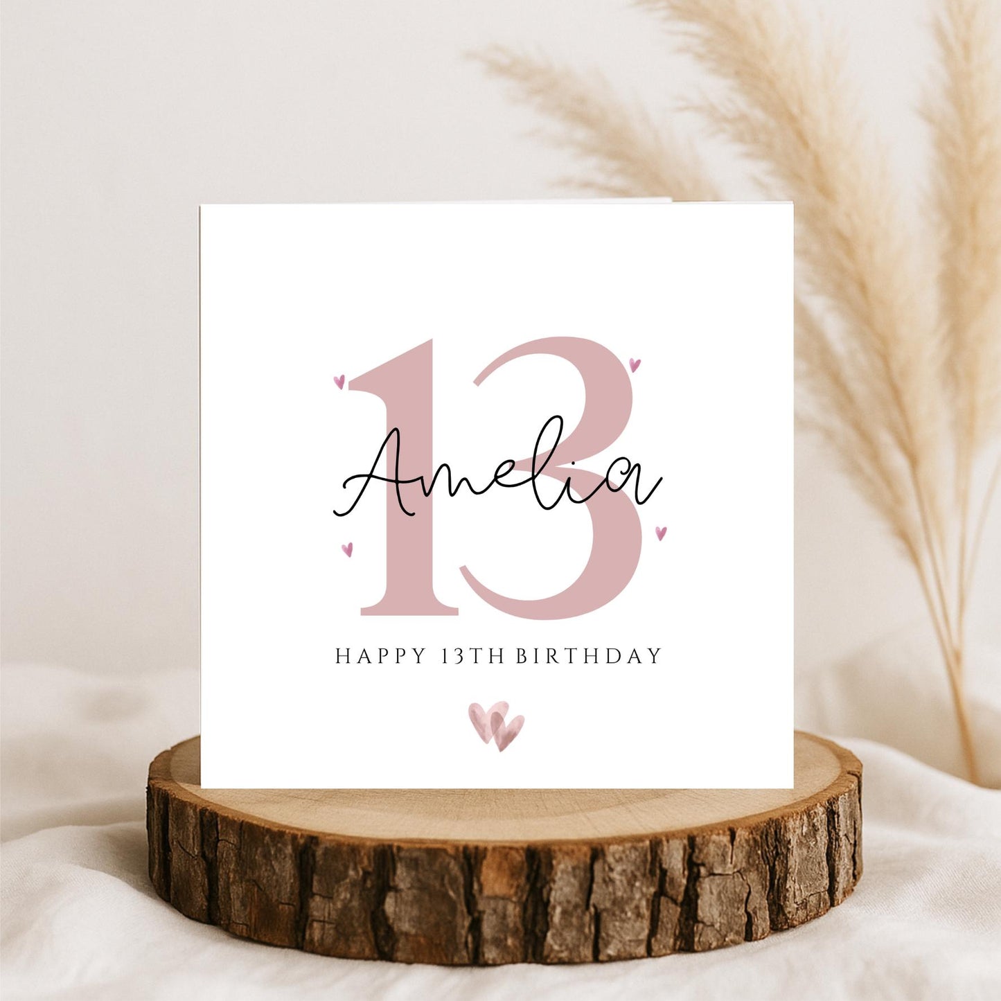 13th Birthday Card, Girls Personalised Name Card, Teenager Birthday Card