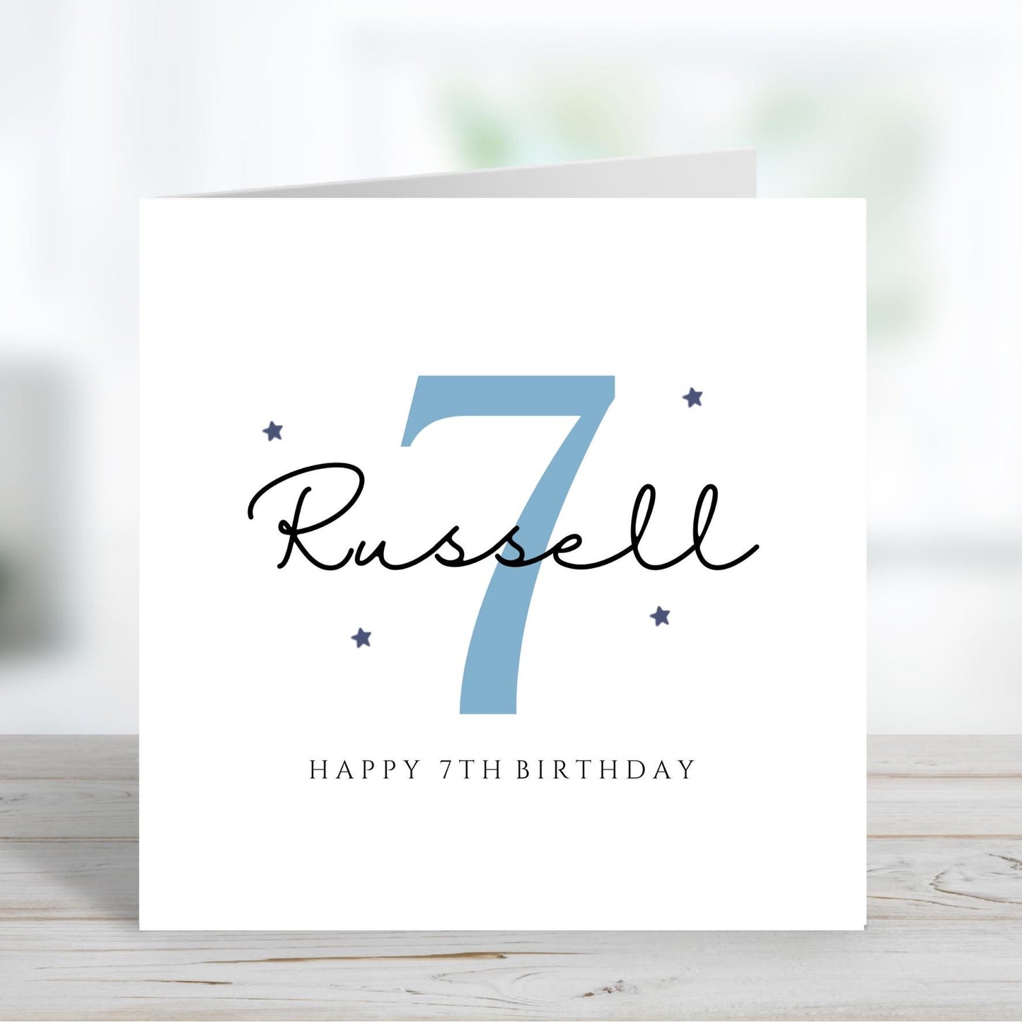 7th Birthday Card, Boys Name Birthday Card