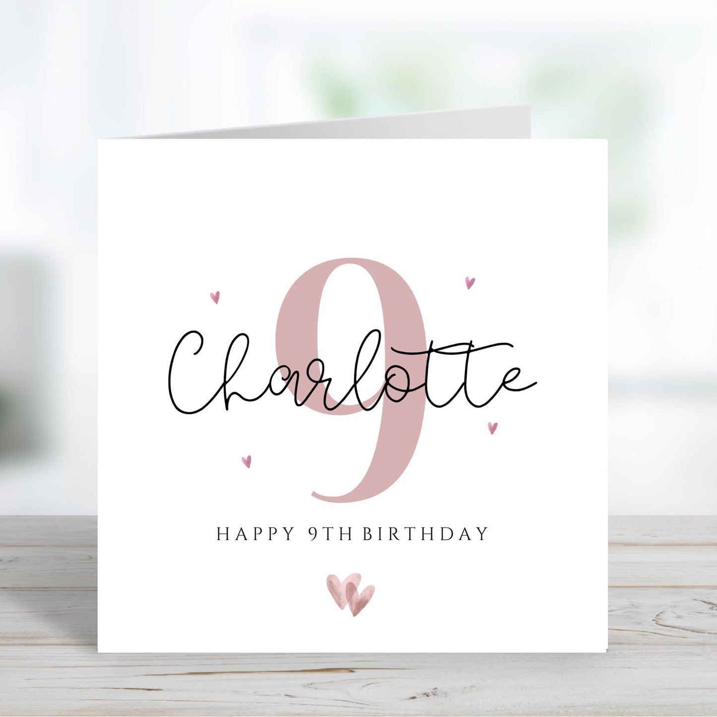 9th Birthday Card, Girls Name Birthday Card