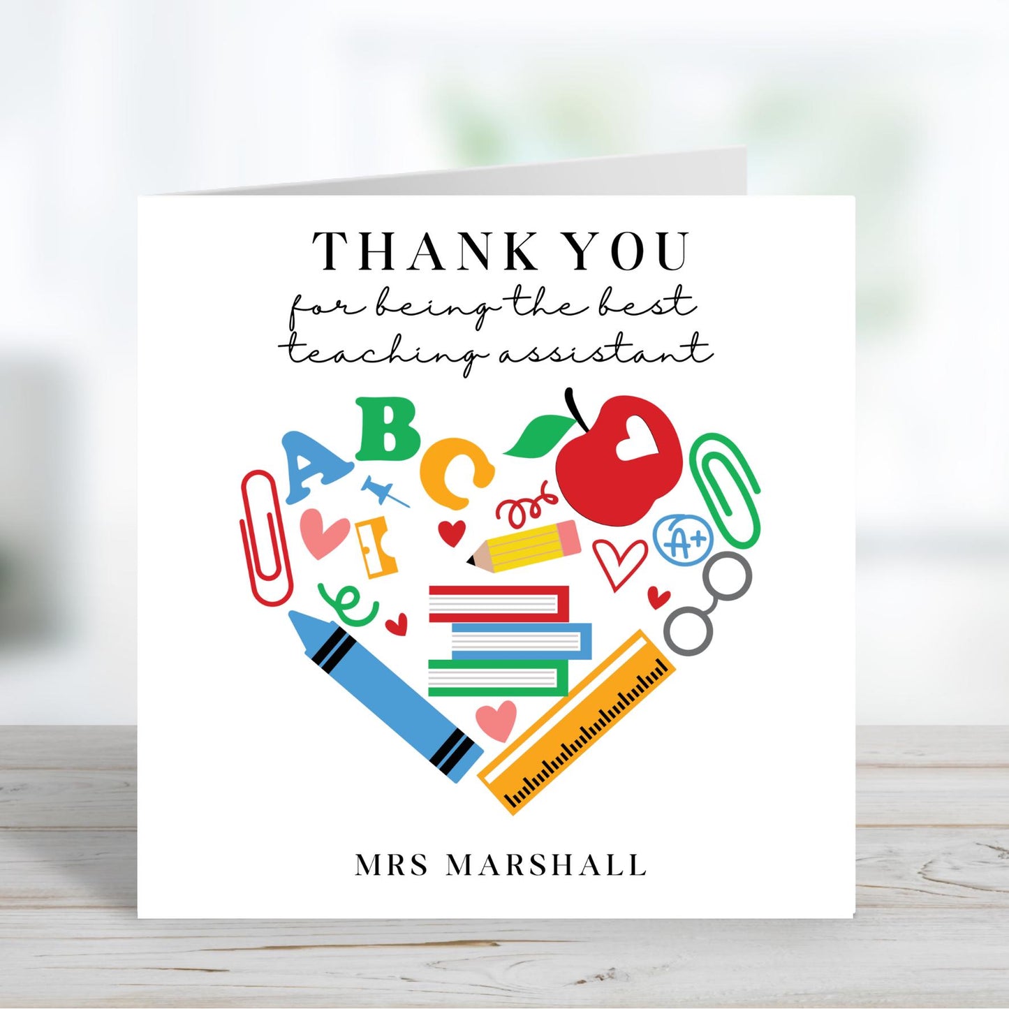 Best Teaching Assistant Card, Thank you Teacher, Personalised Cards