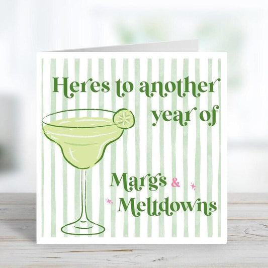 Margs & Meltdown Birthday Card, Margarita Cocktail Card