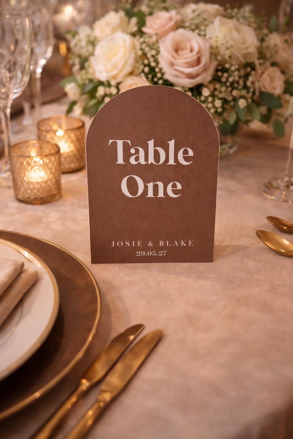 Arch Table Number Cards, Wedding Table Numbers