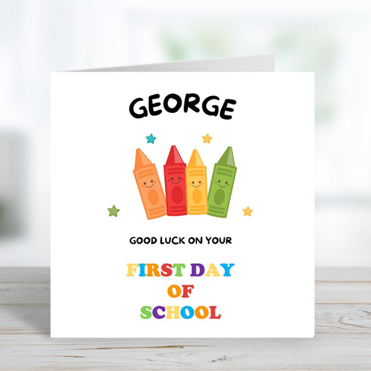 First day of school card , Personalised School Card, Good Luck Card, New School Card