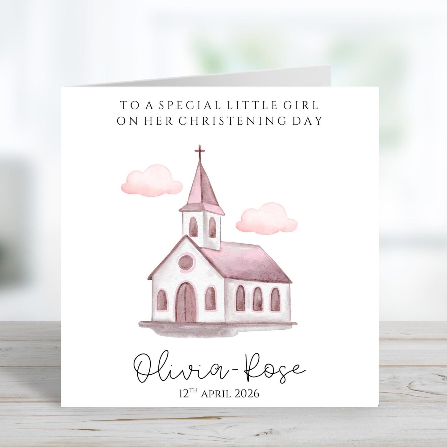 Personalised Girls Christening Card, Baptism Card