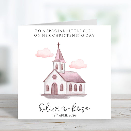 Personalised Girls Christening Card, Baptism Card