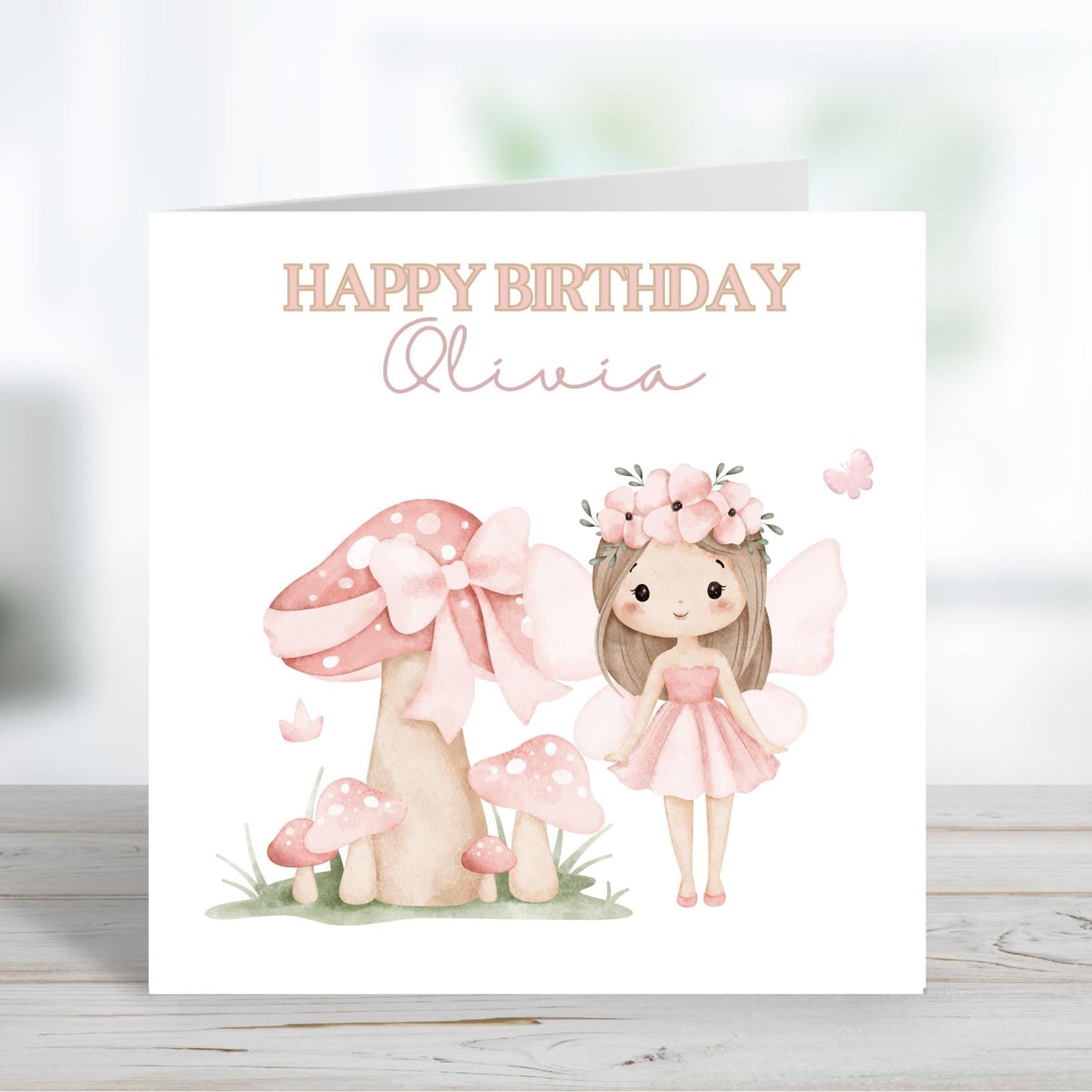 Fairy Birthday Card, Pink Birthday Card