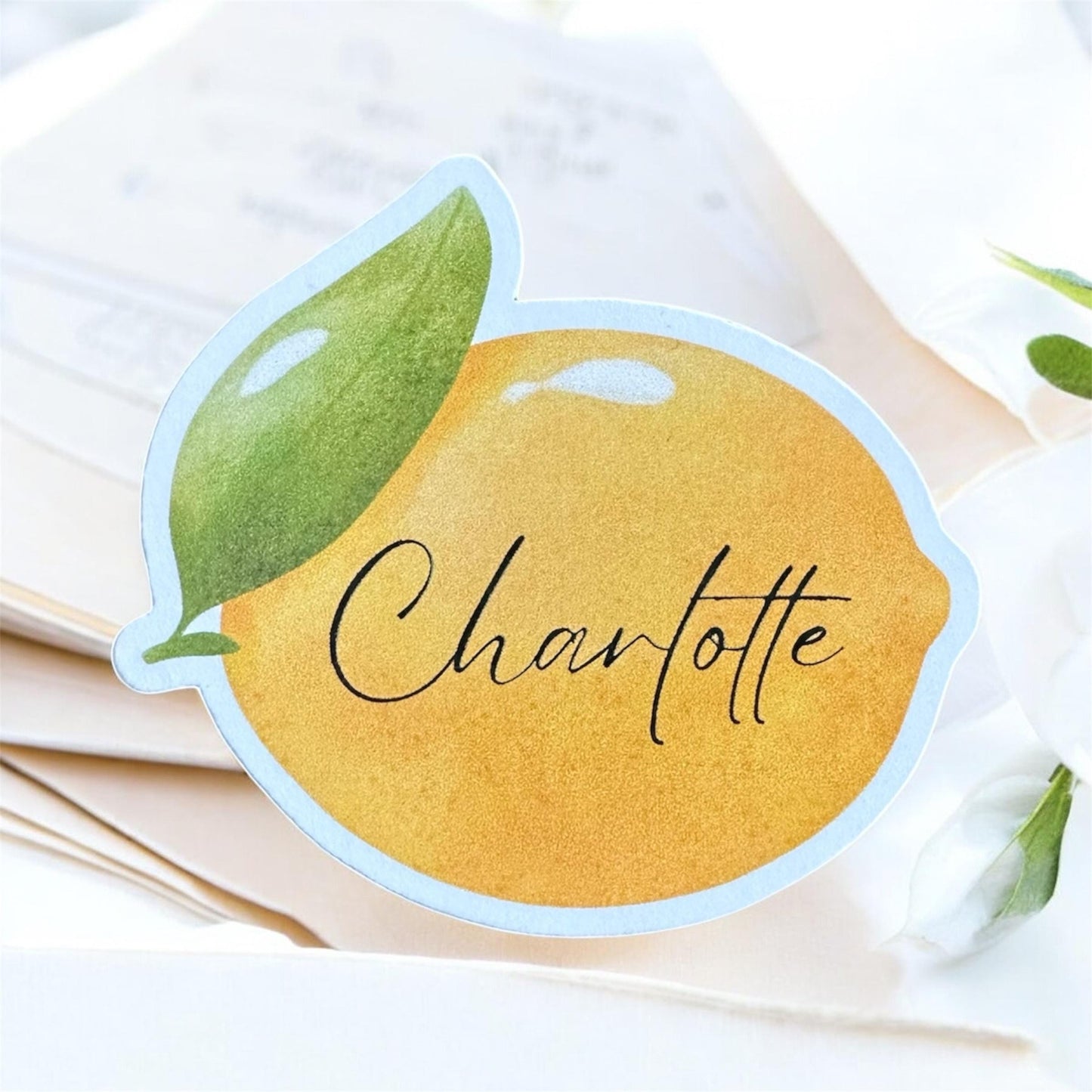 Lemon Wedding Place Cards, Wedding Name Cards, Wedding Table Names, Wedding Favours, Lemon Wedding Theme