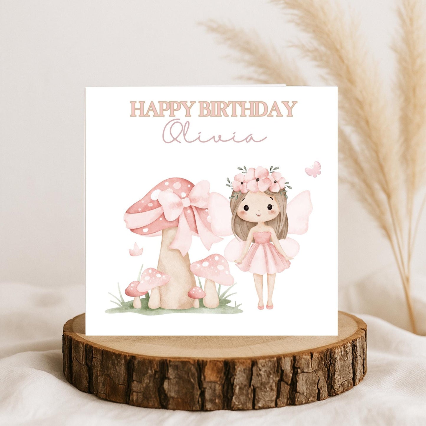 Fairy Birthday Card, Pink Birthday Card