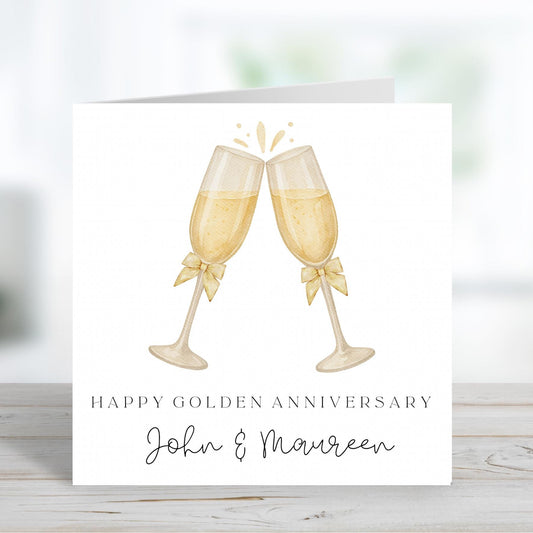 Personalised 50th anniversary Card, Golden Anniversary, Wedding Anniversary Card